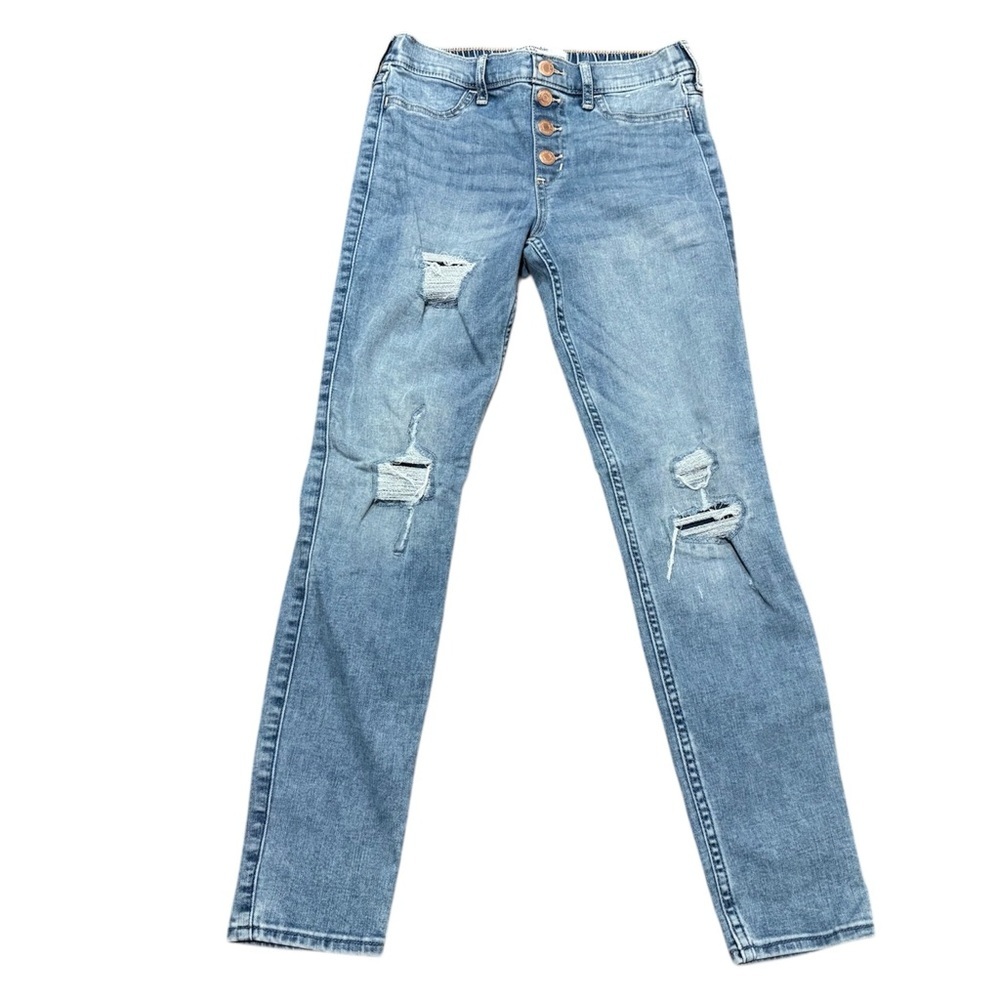 ABERCROMBIE KIDS light blue distressed high rise skinny legging jeans 11/12